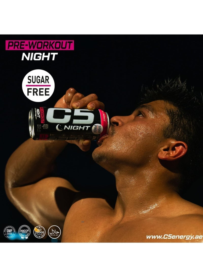 C5 Energy C5 Drink Night Pink Lemonade, Pre Workout, Zero Caffeine, Sugar Free, Zero Calories with Beta Alanine, L-Arginine 16fl.OZ, 473ml Caffeine Free Preworkout Pack of 12 - Image 3