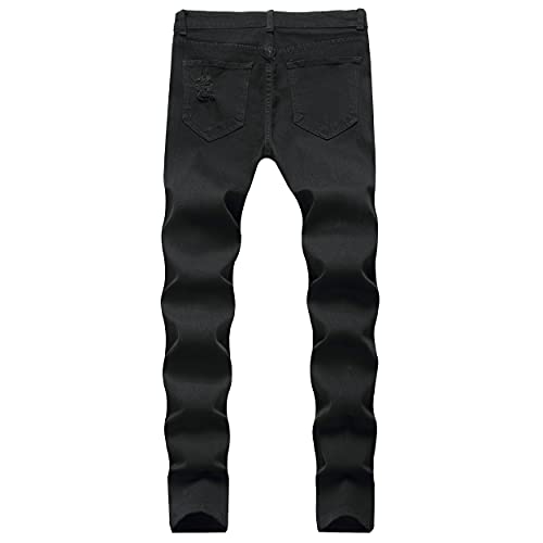LONGBIDA Men's Slim Fit Ripped Stretch Skinny Jeans for Men, Distressed Tapered Leg Fashion Pants, Black, 28 - Image 5