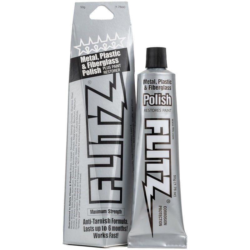 Flitz Metal Polish and Cleaner Paste  Also Works on Plastic  Fiberglass  Aluminum  Jewelry  Sterling Silver - Headlight Restoration and Rust Remover - Made in the USA - 1.76 OZ - Image 1