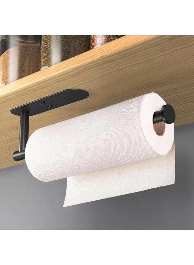 VAEHOLD Adhesive Paper Towel Holder Under Cabinet Wall Mount for Kitchen Paper Towel, Black Paper Towel Roll Holder Stick to Wall, SUS304 Stainless Steel（Black） - Image 2