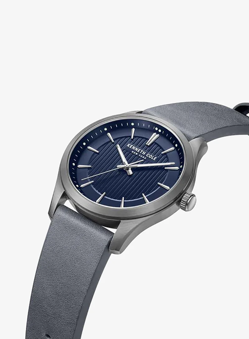 Kenneth Cole New York Modern Classic Blue Dial Genuine Leather Strap Analog Watch for Men