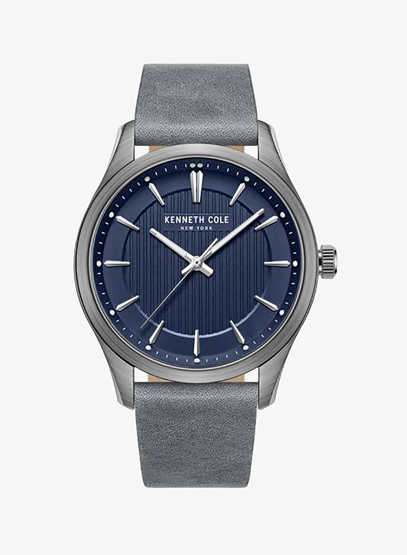 Kenneth Cole New York Modern Classic Blue Dial Genuine Leather Strap Analog Watch for Men
