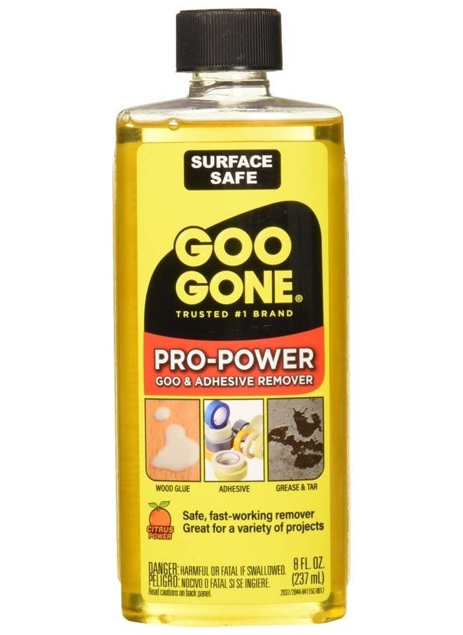 Goo Gone Pro Power Adhesive Remover - 8 Ounce - Use on Silicone, Caulk, Contractor's Adhesive, Tar, Adhesive, Grease, Gum, Decals 