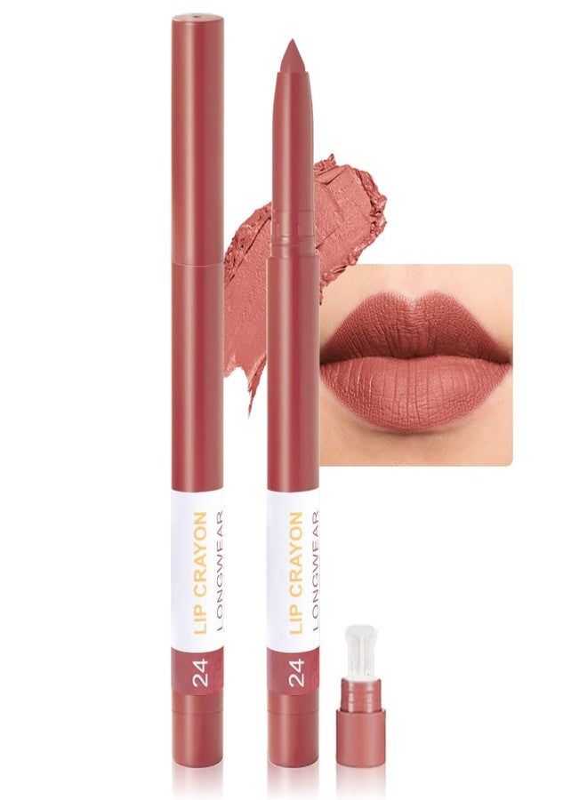 BINGBRUSH Lip Crayons Matte Longwear Lipstick Pack Set,Moisture Smooth Lipliner With Built-in Sharpener Ultimate Super Stay Ink Lip Crayon for Makeup,Waterproof Velvet Lipgloss Lip Stain(24Indian Red) - Image 1