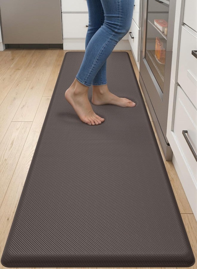 DEXI Kitchen Mats and Rugs Cushioned Anti Fatigue, Non Slip Waterproof Soft Comfort Standing Kitchen Floor Mat for Office, Sink, Laundry, Hallway, 180L x 50W x 1.8Th cm, Brown - Image 1