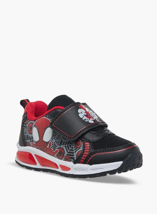 مارفل Boys Spider-Man Print Hook & Loop Light-Up School Sneakers