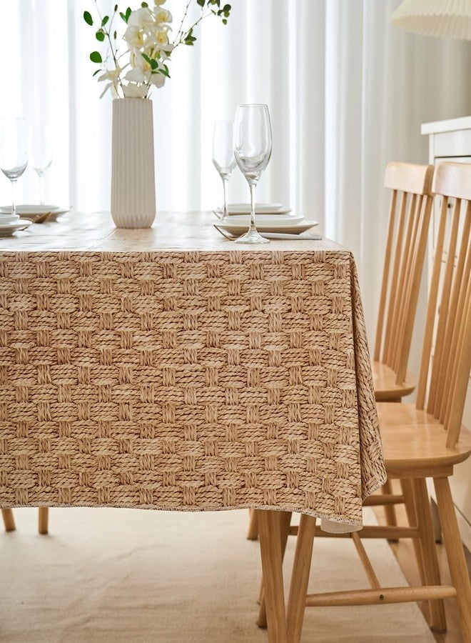 Pioggia مفرش طاولة من الفينيل من بيوجيا مع ظهر من الفلانيل، مقاوم للماء والزيوت، مصنوع من مادة PVC، مقاوم للبقع، سهل التنظيف، مناسب للاستخدام الداخلي والخارجي (نمط منسوج، مربع 60 × 60 بوصة). - Image 2