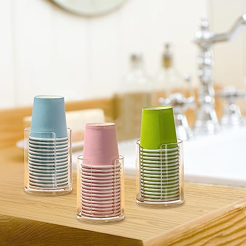 Tbestmax 3 Pack Bathroom Cup Dispenser 3 oz Countertop Storage Mouthwash Cups Holder, Plastic Small Disposable Paper Cup Holders for Bathroom Sink Counter - Image 5