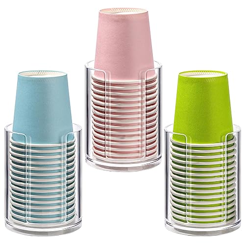 Tbestmax 3 Pack Bathroom Cup Dispenser 3 oz Countertop Storage Mouthwash Cups Holder, Plastic Small Disposable Paper Cup Holders for Bathroom Sink Counter - Image 1