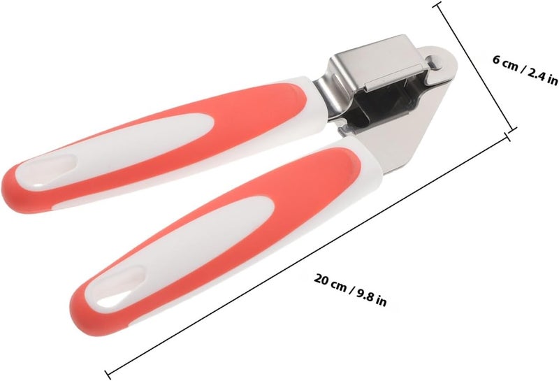 Manual Stainless Steel Garlic Press Crusher, Handheld Non-slip Garlic Mincer for Kitchen Use with Red Handle, Home Cooking Ginger Masher Tool - Image 1