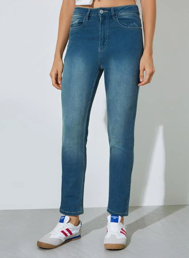 ستايلي Mid Rise Washed Ankle Length Slim Fit Jeans
