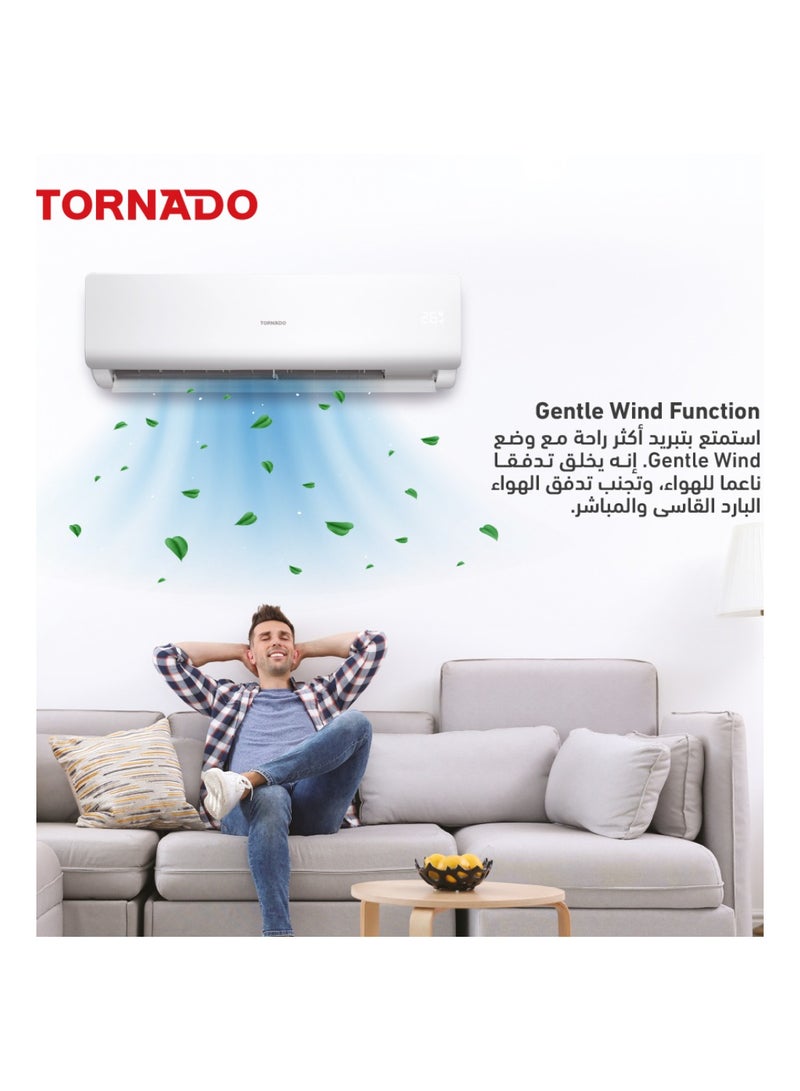 تورنيدو مكيف هواء تورنادو 2 طن، 24000 وحدة حرارية، ضاغط T3، أبيض، غاز تبريد R410، وضع توربو، شاشة رقمية، زعانف ذهبية، دوران 4 اتجاهات، TH-C24BHU - Image 2