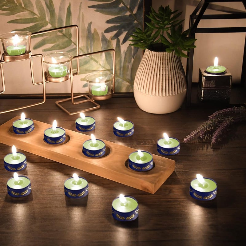 ThinkArtDecor شموع من نوع Tealight عطرية، برائحة فاخرة عضوية تدوم حتى 4 ساعات، مصنوعة من شمع الصويا غير دخاني وخالية من التسرب (عبوة تحتوي على 48 شمعة، برائحة عشب الليمون الهندي) - Image 2