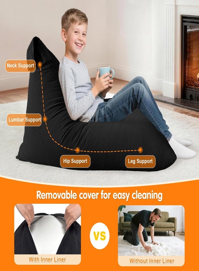 Lukeight Bean Bag Lounger Chair with Memory Foam for Kids Teens Adults, Bean Bag Sofa with Removable Cover, Cozy Beanbag Chair for Living Room, Lazy Sofa for Gaming and Reading, Large - Image 4
