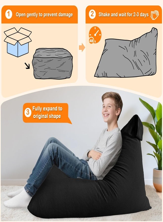 Lukeight Bean Bag Lounger Chair with Memory Foam for Kids Teens Adults, Bean Bag Sofa with Removable Cover, Cozy Beanbag Chair for Living Room, Lazy Sofa for Gaming and Reading, Large - Image 5