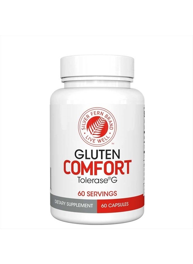 Silver Fern Gluten Comfort with Tolerase G - 1 Bottle - 60 Capsules - Digestive Enzyme Made Specifically to Break Down and Digest Gluten Protein - Image 1