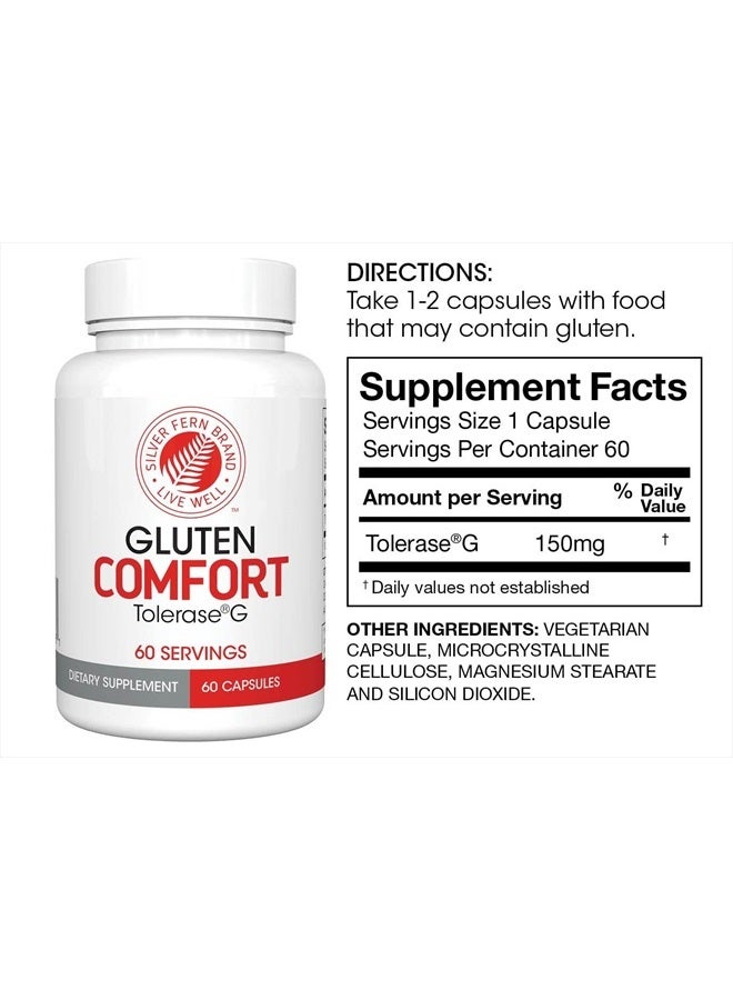 Silver Fern Gluten Comfort with Tolerase G - 1 Bottle - 60 Capsules - Digestive Enzyme Made Specifically to Break Down and Digest Gluten Protein - Image 2