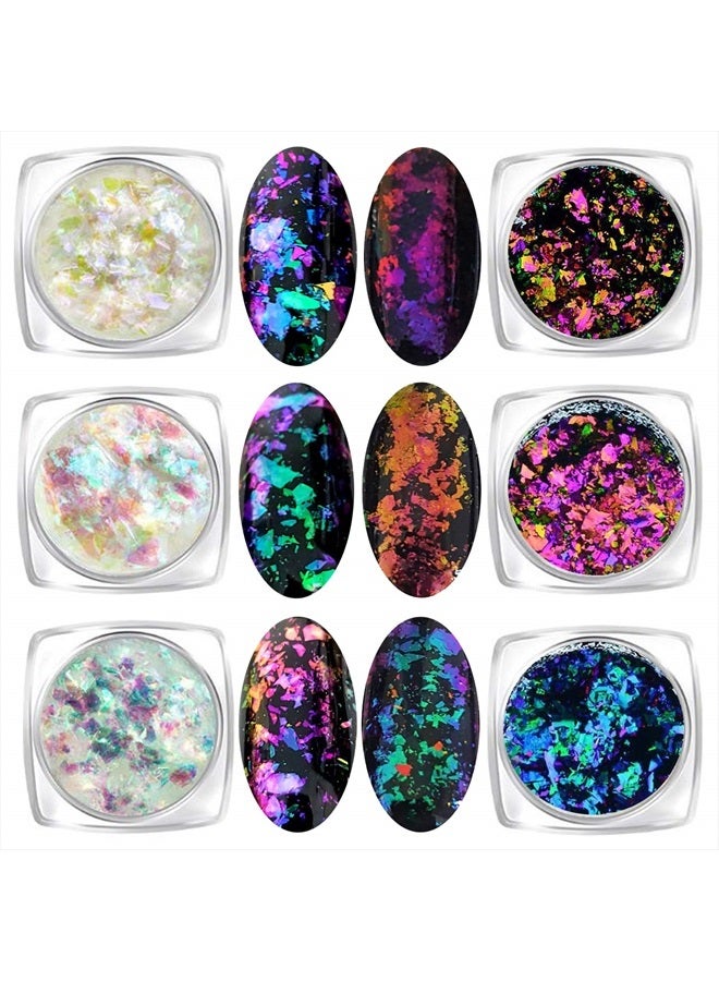 KUKA مجموعة من 6 برطمانات من رقائق الأظافر المتلألئة المتغيرة الألوان (متنوعة متغيرة الألوان) - Image 1