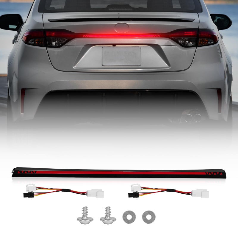 AMSPRAC LED High Mount Stop LightsTrunk Lid Third Brake Light compatible with Toyota Corolla L LE SE XSE XLE SedanHybrid 202020243rd Brake Light Strip wSequential Turn Signal Lamps Assembly