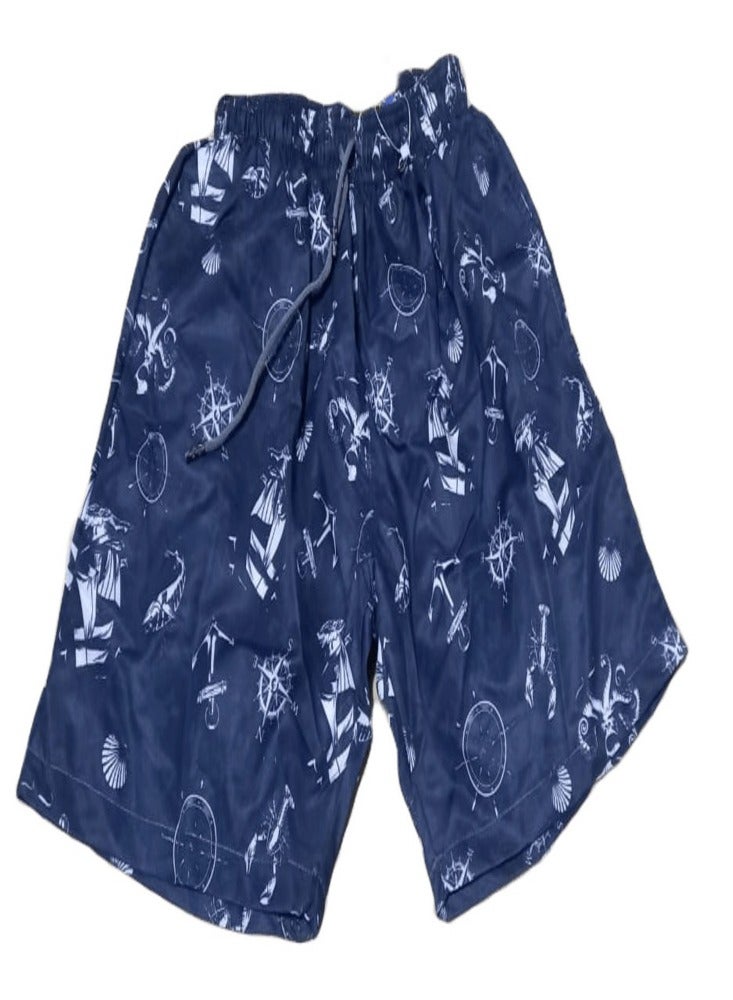 Dark blue patterned waterproof swim shorts M