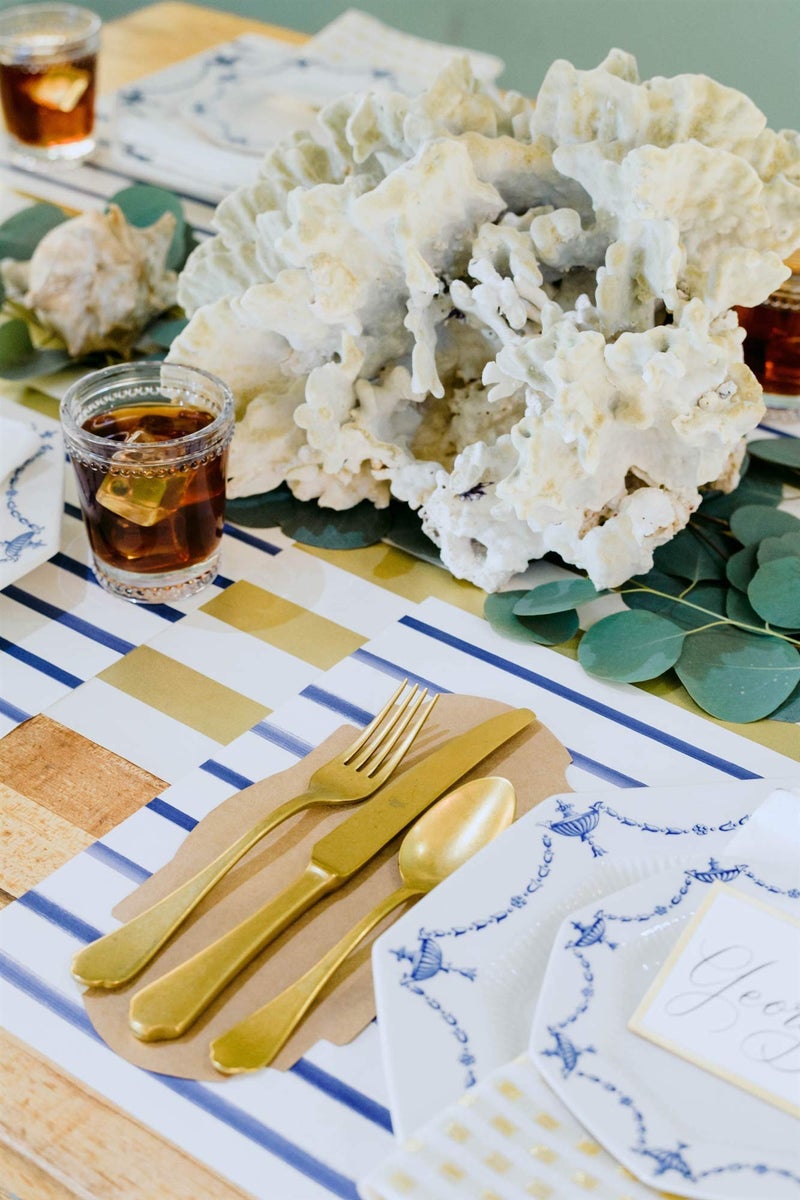 Hester & Cook Hester and Cook Disposable Paper Placemats for Dining Table - Navy Striped Square Place Mats for Parties - 18 Sheets Per Pad American Made - Image 4