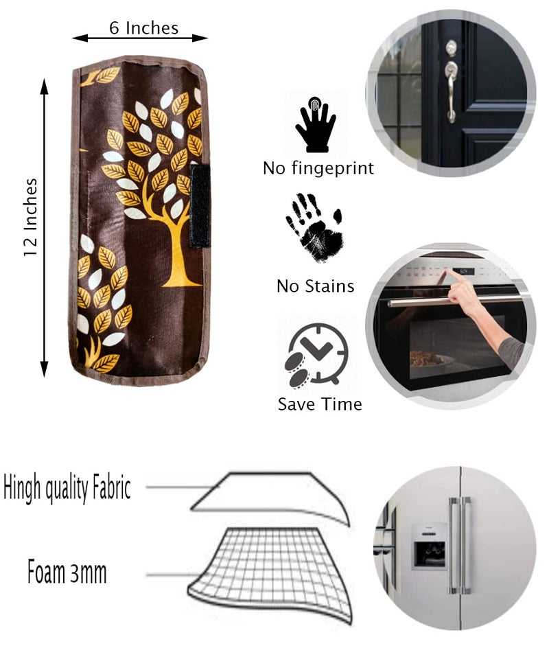 KANUSHI Industries® PVC Fridge Mats Set Of 6 / Refrigerator Mats+1 Pc Fridge cover/Refrigerator cover+2 Fridge/Refrigerator handle cover (FRI-TREE-BROWN+2-HANDLE+M-11-06) - Image 5