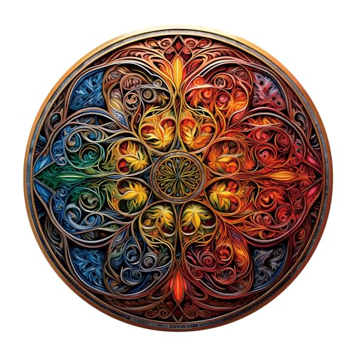 Artipuz Wooden Puzzles for Adults Color Dreamland Wood Jigsaw Puzzle for Adults Unique Shape Mandala Wooden Puzzle Wood Puzzles Adult Gifts for Family Wall Art Home Decor 375pcs 134 133in L - Image 1