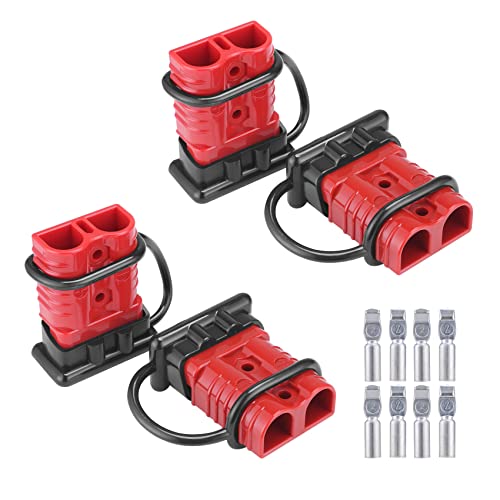 MUYI 610 Gauge 50A Battery Cable Quick ConnectDisconnect Wire Harness Plug Connector for Recovery Winch Auto Car Trailer4pcs Red - Image 1