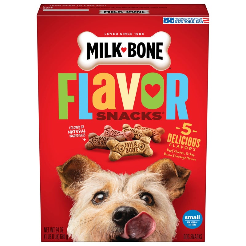 Milk-Bone Flavor Snacks Dog Treats, Small Biscuits, 24 Ounce Crunchy Texture Helps Reduce Tartar - Image 1