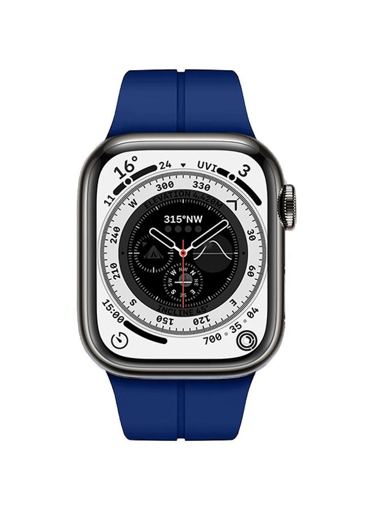 CATANES - Apple Watch Band 42mm 44mm 45mm 49mm Magnetic Band D-buckle Silicone Sport Strap Replacement Wrist Band Blue - Image 1