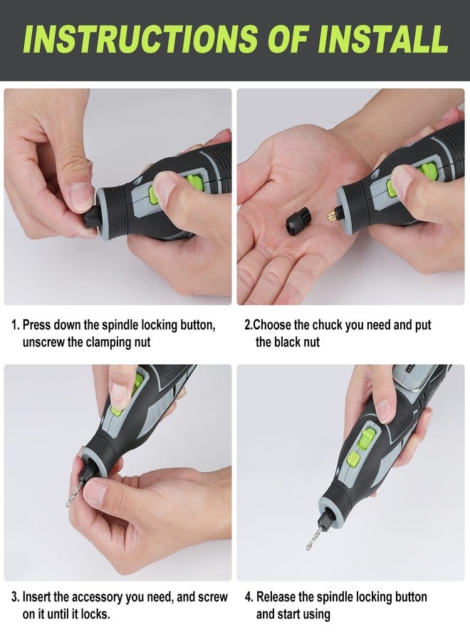 ووركبرو مجموعة أدوات دوارة لاسلكية من WORKPRO بقوة 12 فولت، 5 سرعات متغيرة، حفارة قوية، صنفرة، ملمع، 114 ملحقًا سهل التغيير، أداة حرفية للأعمال اليدوية والمنزلية - Image 5