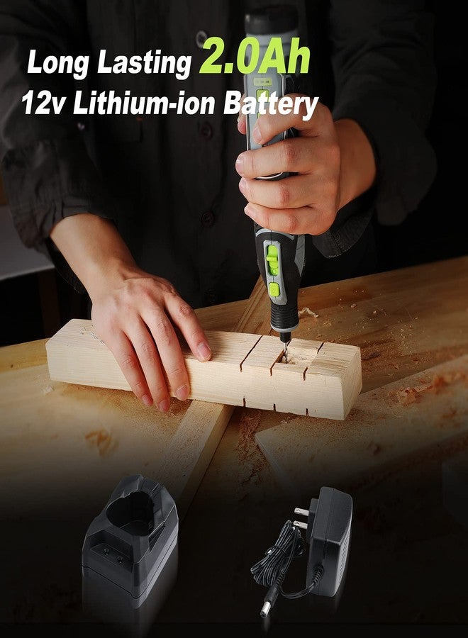 ووركبرو مجموعة أدوات دوارة لاسلكية من WORKPRO بقوة 12 فولت، 5 سرعات متغيرة، حفارة قوية، صنفرة، ملمع، 114 ملحقًا سهل التغيير، أداة حرفية للأعمال اليدوية والمنزلية - Image 4