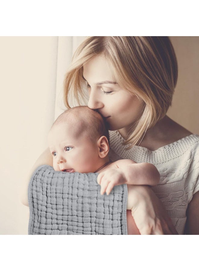 Looxii Muslin Burp Cloths 100% Cotton Muslin Cloths Large 20''x10'' Extra Soft and Absorbent 6 Pack Baby Burping Cloth for Boys and Girls White+Gray - Image 3