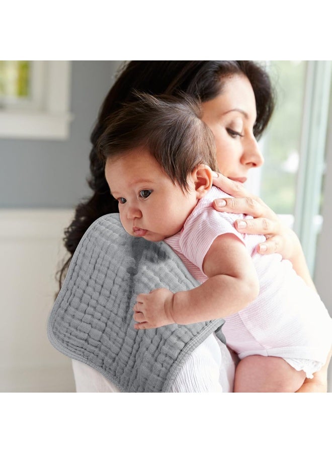 Looxii Muslin Burp Cloths 100% Cotton Muslin Cloths Large 20''x10'' Extra Soft and Absorbent 6 Pack Baby Burping Cloth for Boys and Girls White+Gray - Image 5