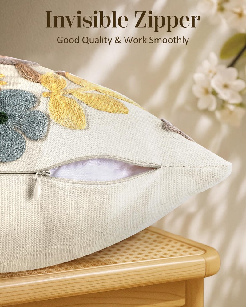 Kokaaee Embroidered Lumbar Pillow Cover - 20x12 Decorative Pillow Cover with Zipper Aesthetic Cute Design Boho Spring Summer Throw Pillowcase for Living Room Couch Sofa Bed, Butterfly Moon - Image 3
