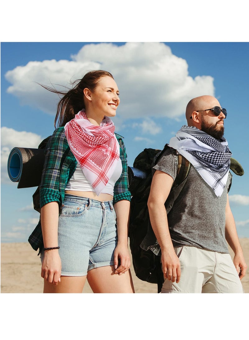 Excefore Arab Keffiyeh Shemagh Turban, Arabian Costume Muslim Headscarf with Aqel Rope, Middle Eastern Desert Arabian Shawl Palestine Traditional Arabia Headscarf for Men, 2 Patterns - Image 4