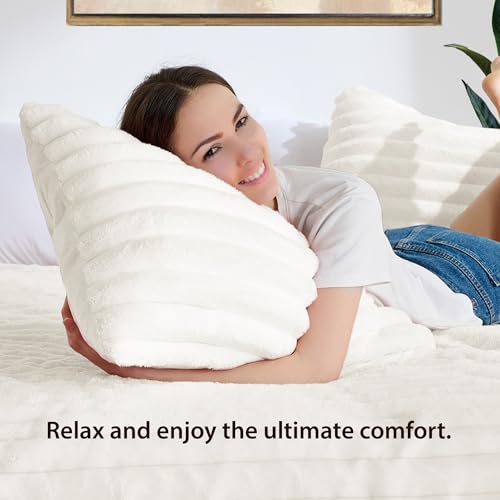 Regency Heights Cuddly Ribbed Fluffy Comforter Set King Size, Super Soft Plush Fleece Bedding Set, Warm Fuzzy Comforter with Matching Shams, All-Season Cozy 3-Piece Bed Set, Ivory White - Image 4