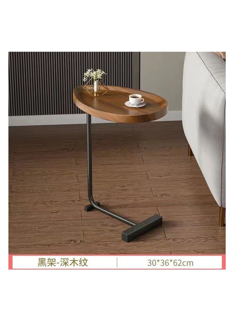 BAIG - Corner Table Living Room Home Sofa Side Table Hotel Homestay Simple Bedside Side Table Small Coffee Table concave black rod brown - Image 1