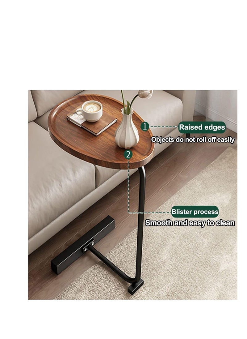BAIG - Corner Table Living Room Home Sofa Side Table Hotel Homestay Simple Bedside Side Table Small Coffee Table concave black rod brown - Image 1