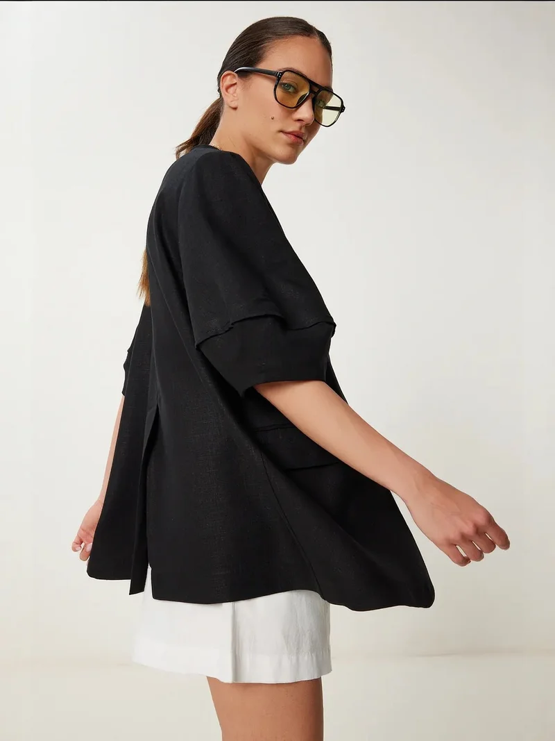 Happiness İstanbul ISTANBUL Oversized woven jacket with button closure