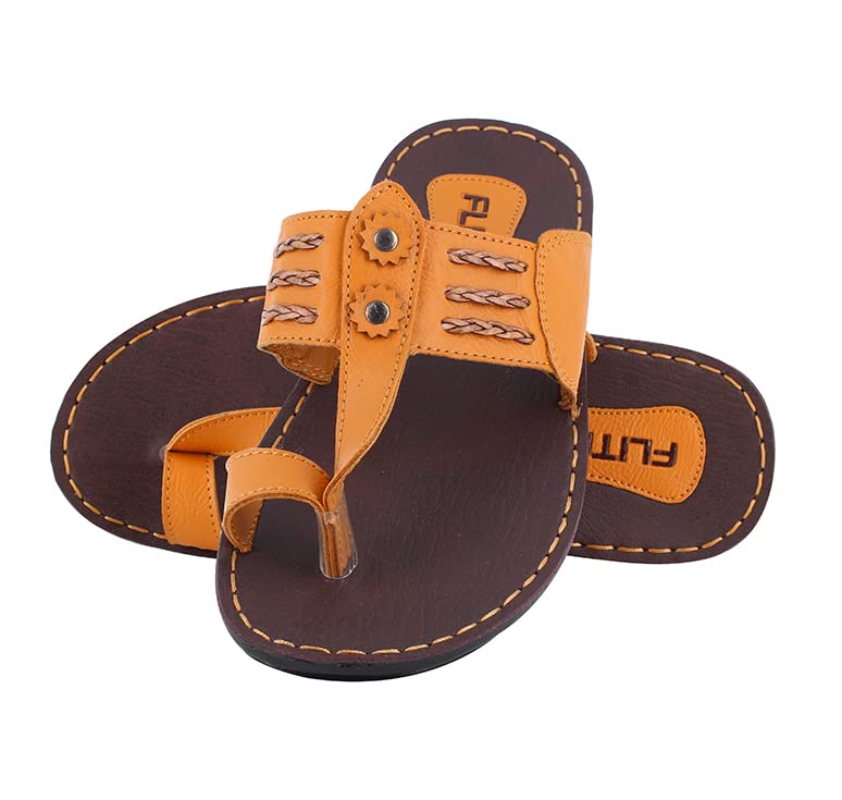 FLITE Slippers for Men/Kohlapuri Slippers for Men/Sandals For Men/Flip Flop For Men (Tan, numeric_7) - Image 1