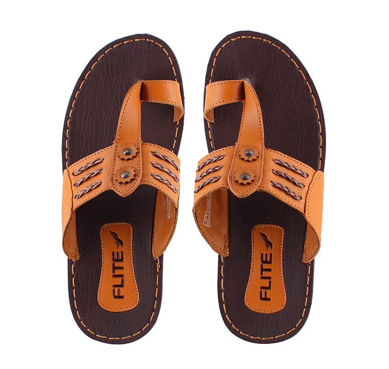 FLITE Slippers for Men/Kohlapuri Slippers for Men/Sandals For Men/Flip Flop For Men (Tan, numeric_7) - Image 3