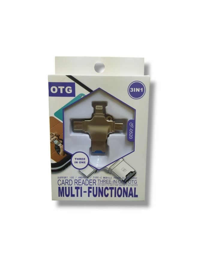 او تي جي متعددة الوظائف قارئ بطاقة المحمول TF(MICRO SD) (3في1) يدعم منفذ Type-c و IPH و Micro usb - Image 3