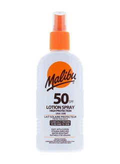 Malibu High Protection Water Resistant Vitamin Enriched SPF 50 Sun-Screen Lotion Spray with Shea Butter Extract, 200ml
