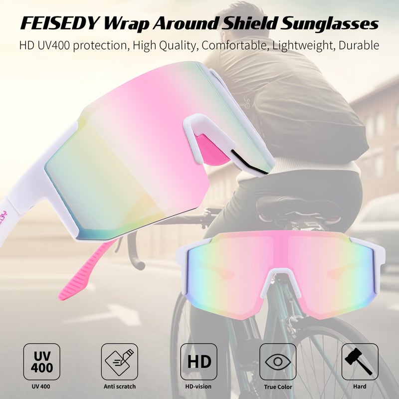 FEISEDY Sports Sunglasses for Men, Women and Teens - Baseball, Biking, Cycling UV400 Protection B2388 - Image 4
