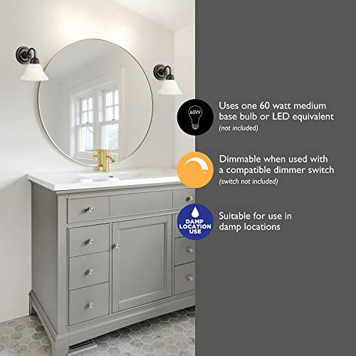 Design House تصميم هاوس 514497 ميلبريدج ضوء حائط تقليدي داخلي قابل للتعتيم مع زجاج العقيق للحمام والممرات والمدخل، برونز مصقول - Image 5