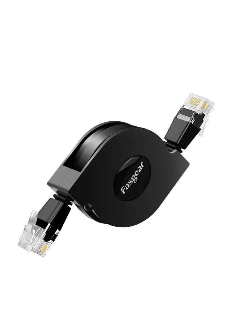 Fasgear Cat 6 Ethernet Cable  Fasgear Retractable Network 10gbps 1mhz 250mhz Rj45 Connector Works For Modem Router Pc Laptop Ps2 And More Black  - Image 1