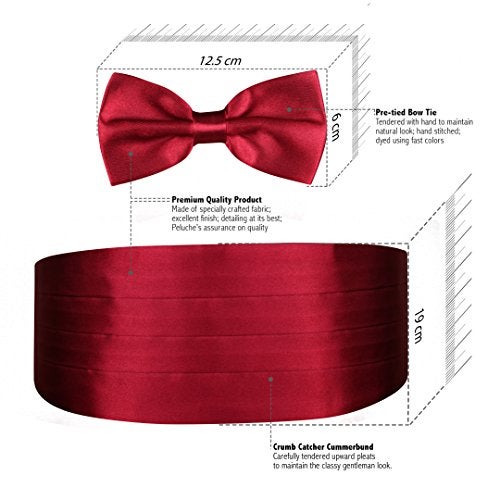 Peluche Men's Satin The Cerulean Cummerband and Bow Tie Set (Maroon, Free Size) - Image 4
