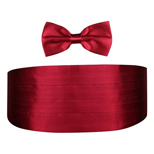 Peluche Men's Satin The Cerulean Cummerband and Bow Tie Set (Maroon, Free Size) - Image 1