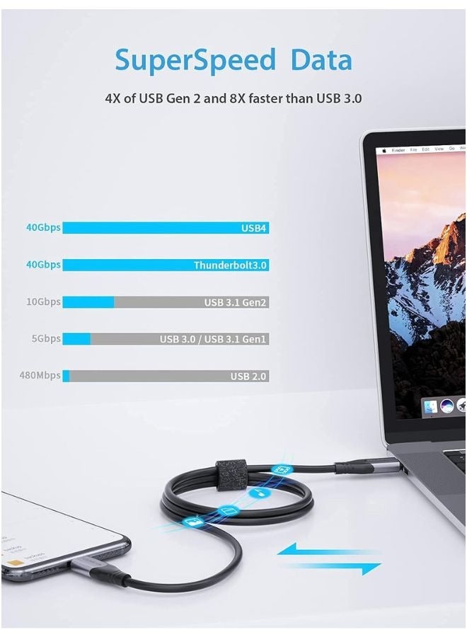 إكس أل تي كابل USB 4.0 من النوع C إلى النوع C متوافق مع Thunderbolt 3 4، جهاز USB C - 1.8 متر - Image 3